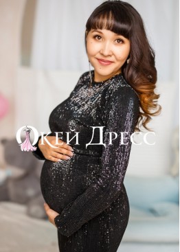 Черное платье с пайетками напрокат для беременных — аренда на фотосессию или мероприятие