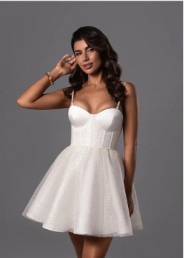 Белое глиттерное мини-платье напрокат | Короткое коктейльное с блестками