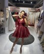 Бордовое короткое выпускное платье в прокат | Вечерний коктейльный наряд | Окей Дресс Краснодар