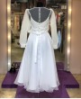 Белое свадебное миди платье с рукавом напрокат 