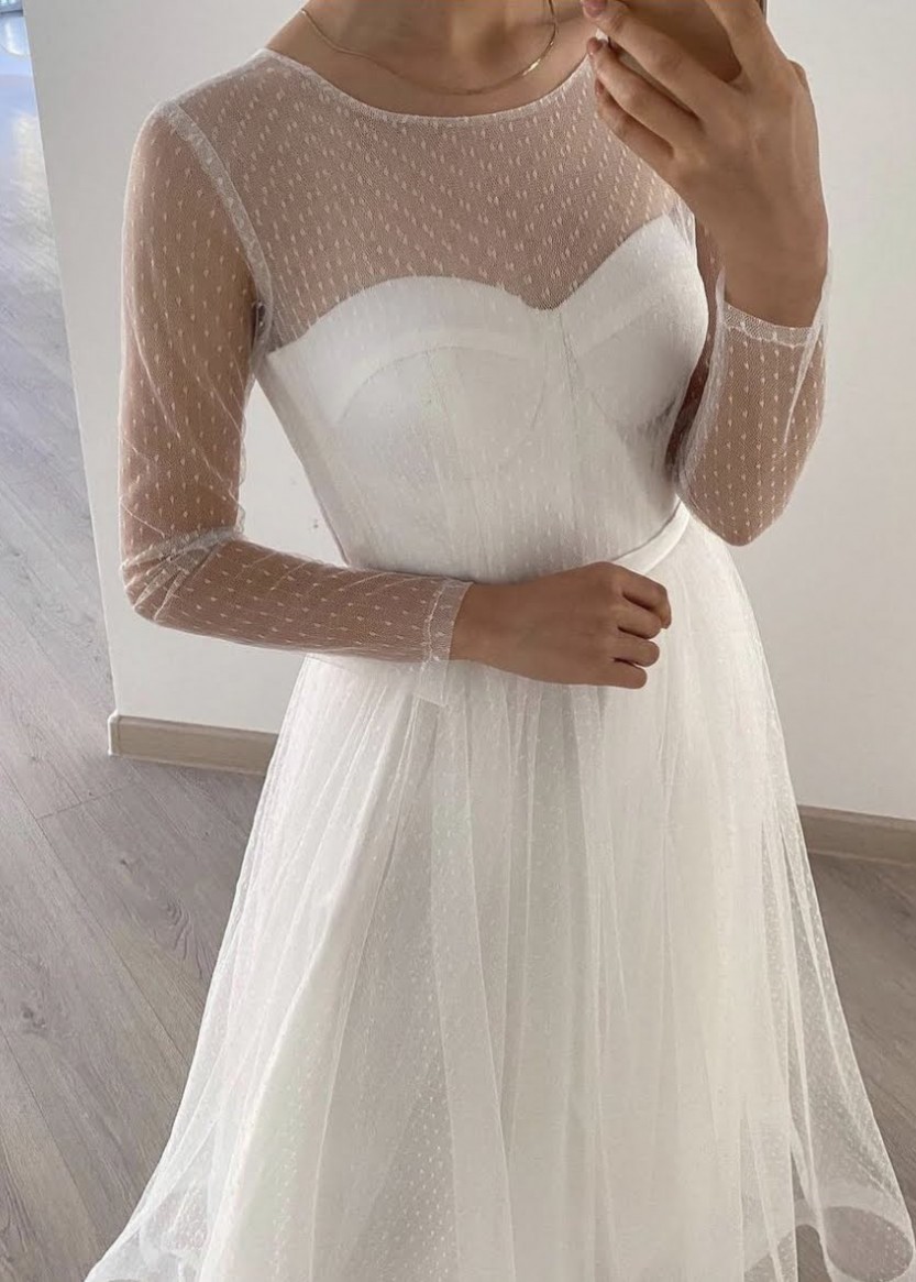 Свадебное платье по колено купить или напрокат ❥ Прокат платьев в Краснодаре