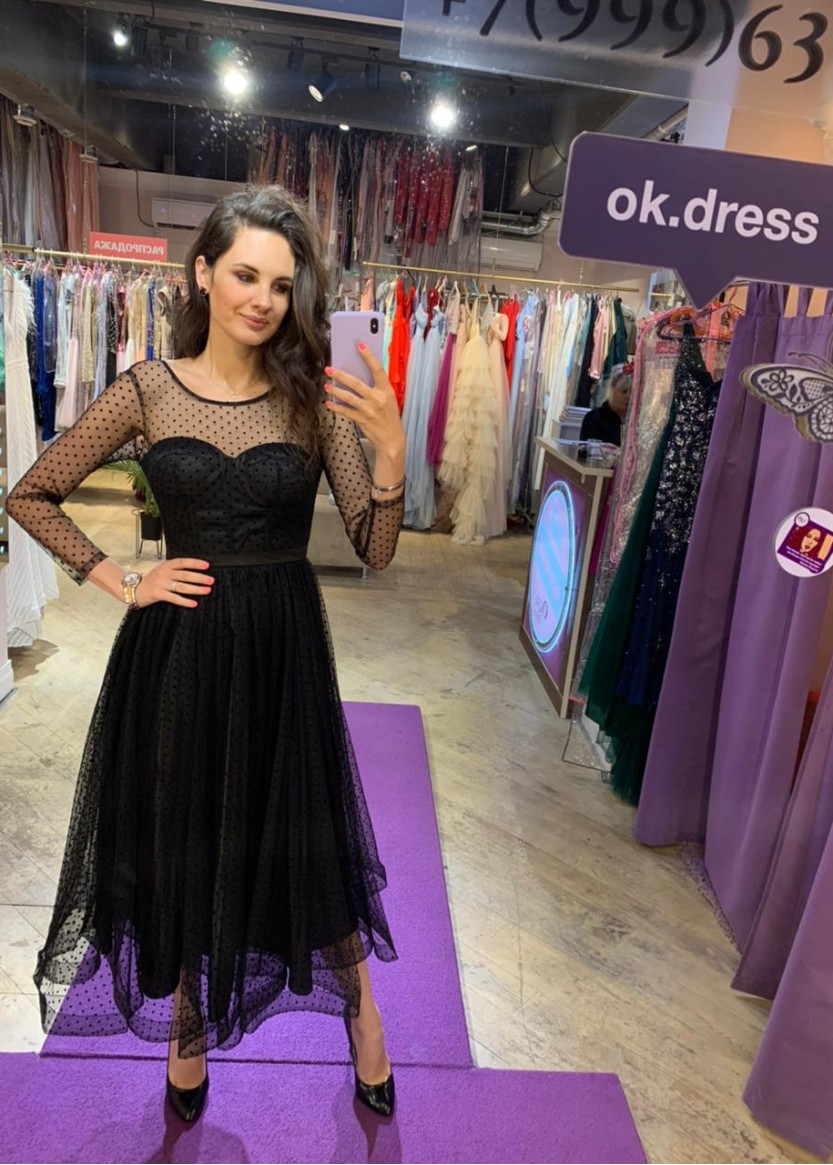Молли Черное Миди ❥ OkDress ❥ Прокат платьев в Краснодаре