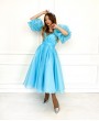 Голубое короткое платье с Буффами  купить или напрокат