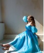 Голубое короткое платье с Буффами  купить или напрокат