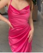 Розовое неоновое коктейльное платье комбинация в Краснодаре