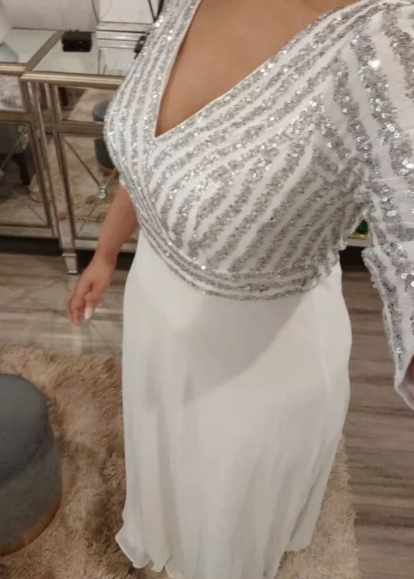 Белое длинное платье в пол большого размера  с рукавами недорого