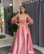 Вечернее розовое атласное платье напрокат или купить в Краснодаре
