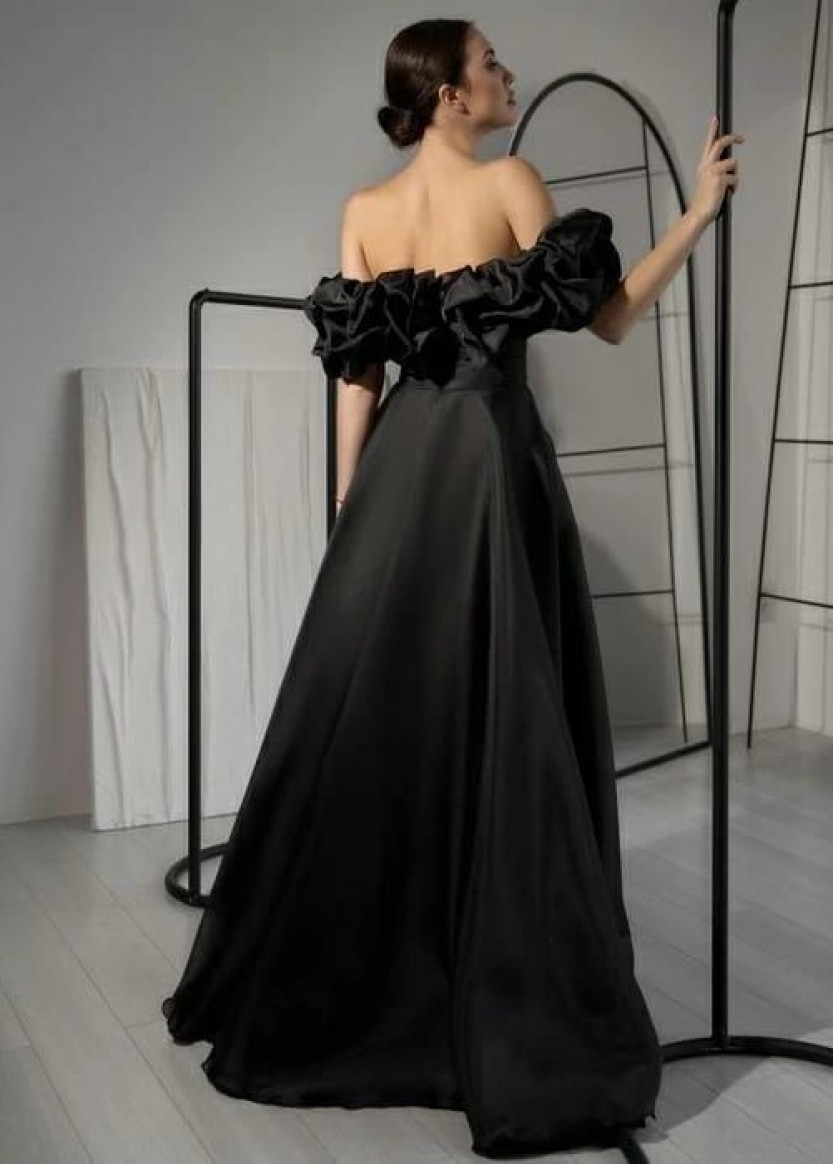Черное платье-трансформер с буфом и 2мя видами юбок напрокат 