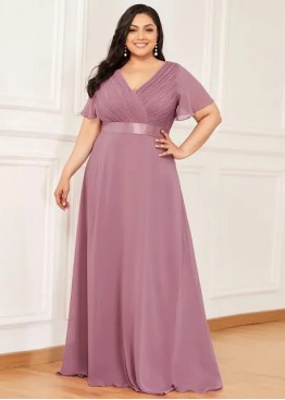 Эмма Розовое 1023XL46 Вечернее платье в пол на большой размер