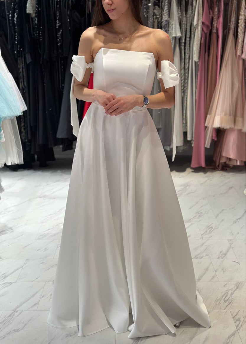 Белое вечернее свадебное длинное платье купить или напрокат. Салон платьев Окей дресс