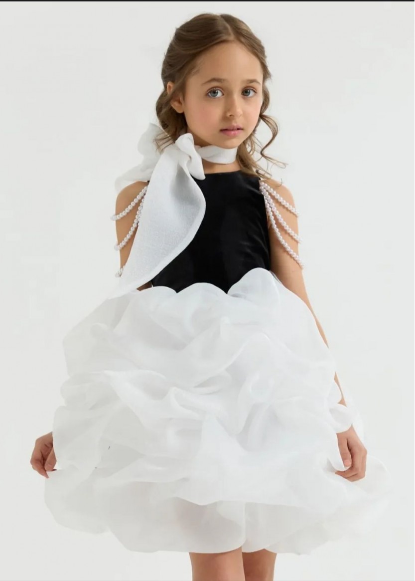 Детское пышное черно-белое платье напрокат Роскошь С детства Напрокат  ❥ Прокат пышных платьев в Краснодаре