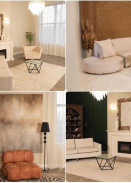 Фотостудия с белыми диванами и камином в Краснодаре 2026 | Аренда + визаж + прокат костюмов