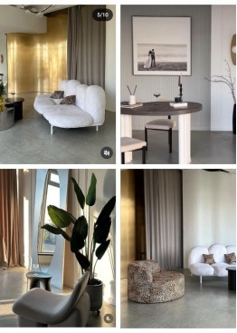 Фотостудия Тропик - золотая стена с стрелицией и белым диваном