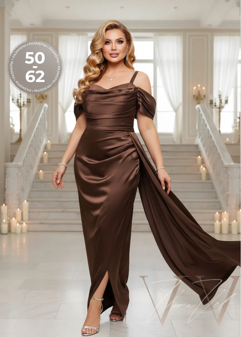 Прокат вечерних платьев большого размера с эффектной драпировкой в Краснодаре